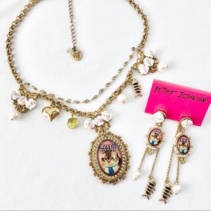 Betsey Johnson ‘Vintage Bows’ Cat Jewelry Set RARE